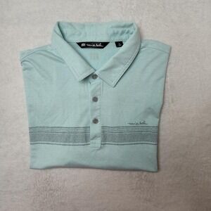 Travis Mathew Polo Shirt Mens XL Green Striped Golf Performance Collared